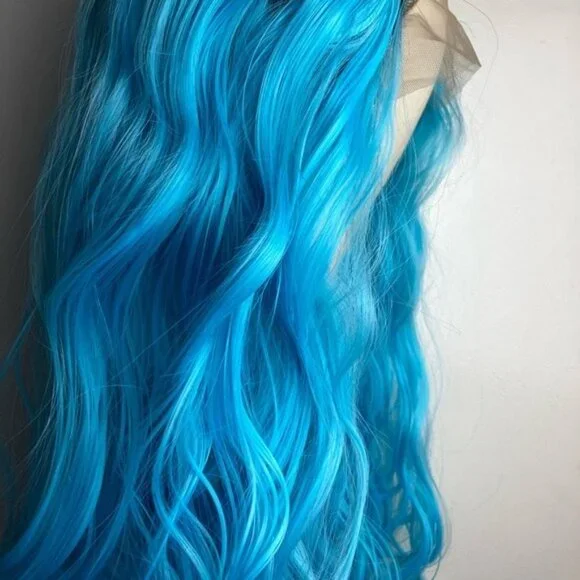 Ombre Blue Curly Lace Wig